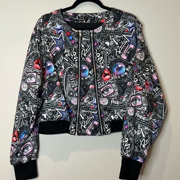 Rock N Karma Bomber Moto Jacket Bedazzled L - Picture 1 of 17
